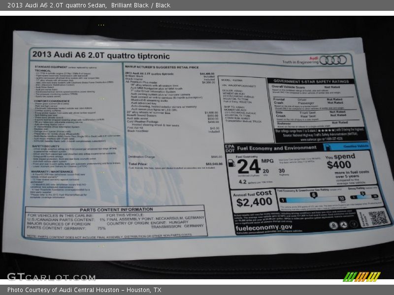 Brilliant Black / Black 2013 Audi A6 2.0T quattro Sedan