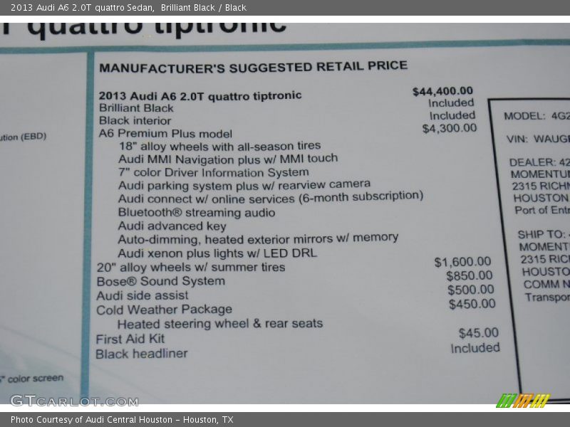 Brilliant Black / Black 2013 Audi A6 2.0T quattro Sedan