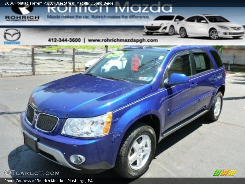 Blue Streak Metallic / Sand Beige 2006 Pontiac Torrent AWD
