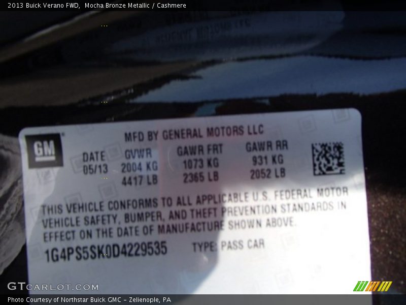 Mocha Bronze Metallic / Cashmere 2013 Buick Verano FWD