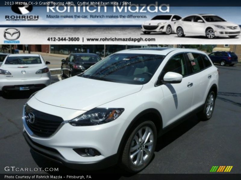 Crystal White Pearl Mica / Sand 2013 Mazda CX-9 Grand Touring AWD