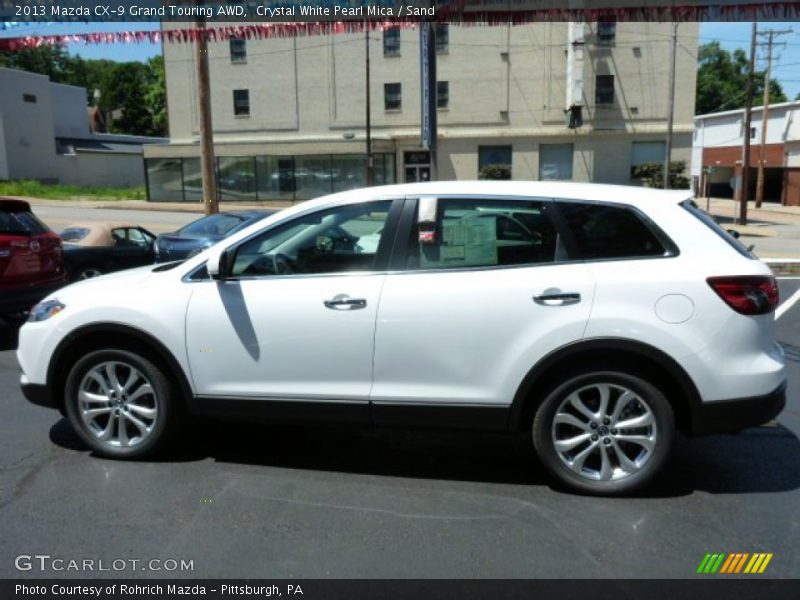 Crystal White Pearl Mica / Sand 2013 Mazda CX-9 Grand Touring AWD