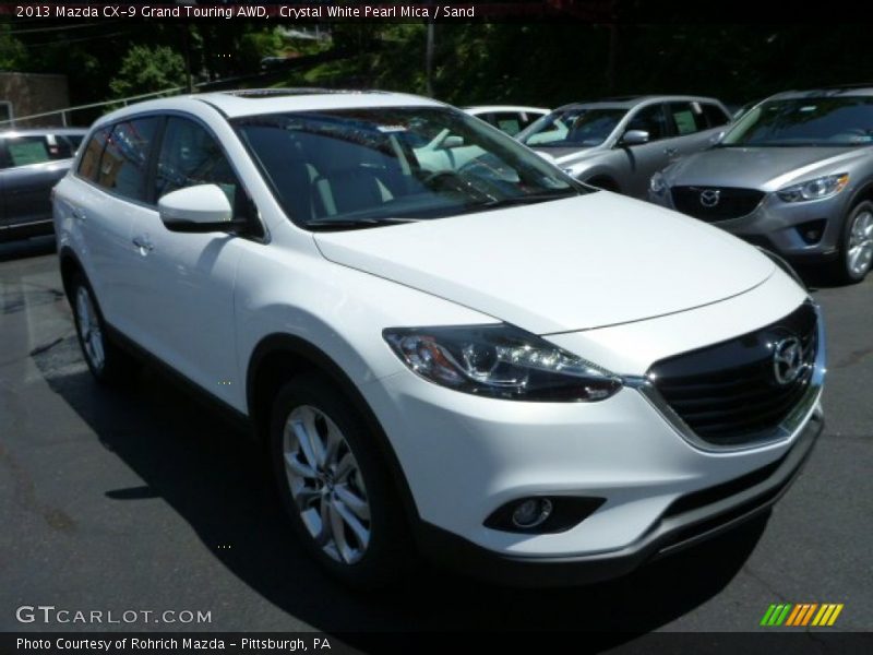 Crystal White Pearl Mica / Sand 2013 Mazda CX-9 Grand Touring AWD