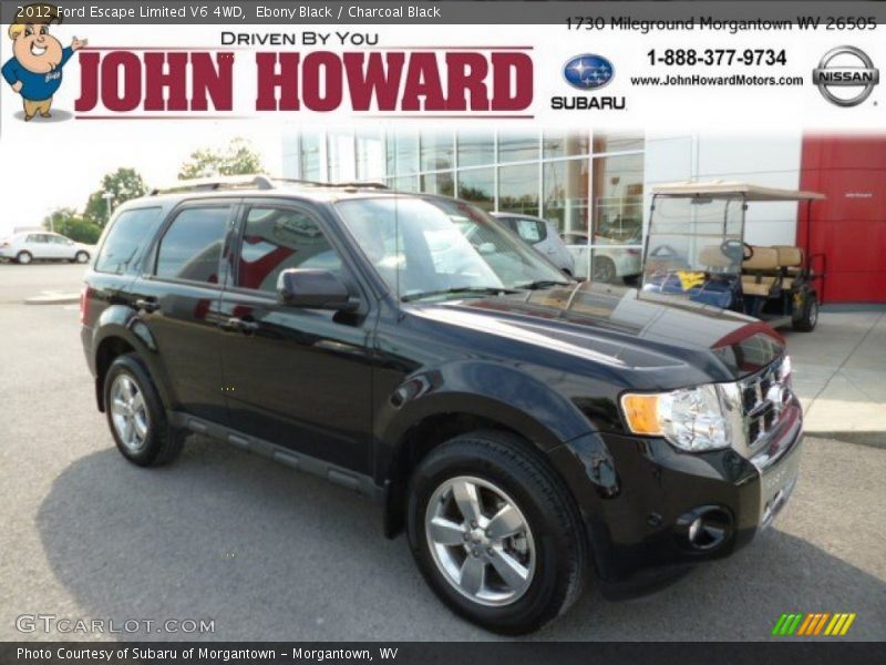 Ebony Black / Charcoal Black 2012 Ford Escape Limited V6 4WD