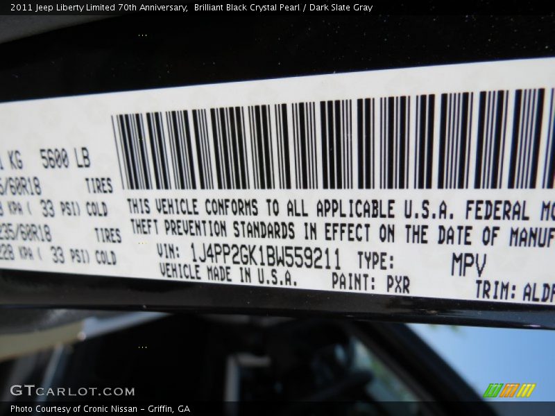 Brilliant Black Crystal Pearl / Dark Slate Gray 2011 Jeep Liberty Limited 70th Anniversary