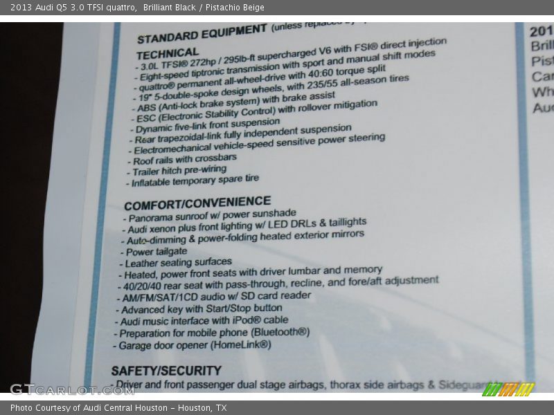 Brilliant Black / Pistachio Beige 2013 Audi Q5 3.0 TFSI quattro