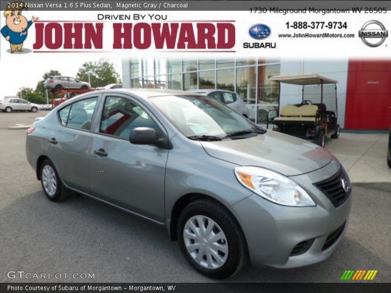 Magnetic Gray / Charcoal 2014 Nissan Versa 1.6 S Plus Sedan