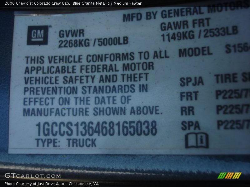 Blue Granite Metallic / Medium Pewter 2006 Chevrolet Colorado Crew Cab