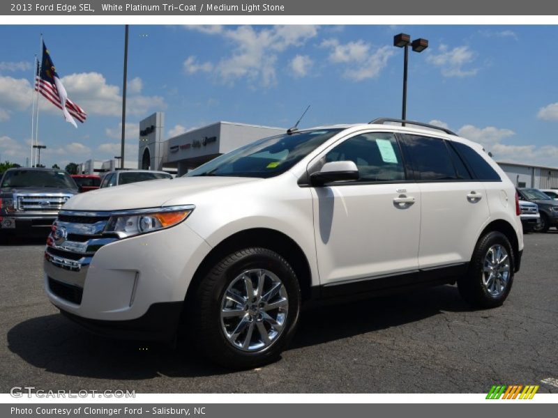 White Platinum Tri-Coat / Medium Light Stone 2013 Ford Edge SEL