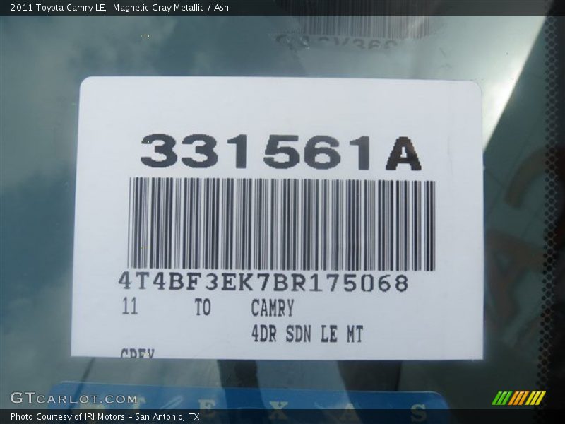 Magnetic Gray Metallic / Ash 2011 Toyota Camry LE
