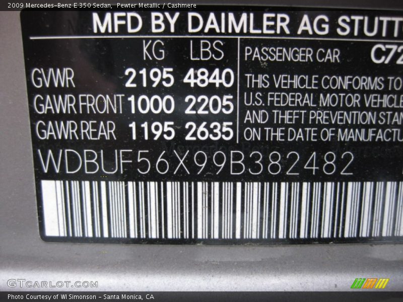 Pewter Metallic / Cashmere 2009 Mercedes-Benz E 350 Sedan