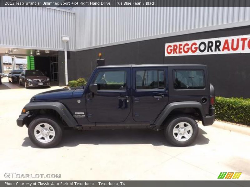 True Blue Pearl / Black 2013 Jeep Wrangler Unlimited Sport 4x4 Right Hand Drive