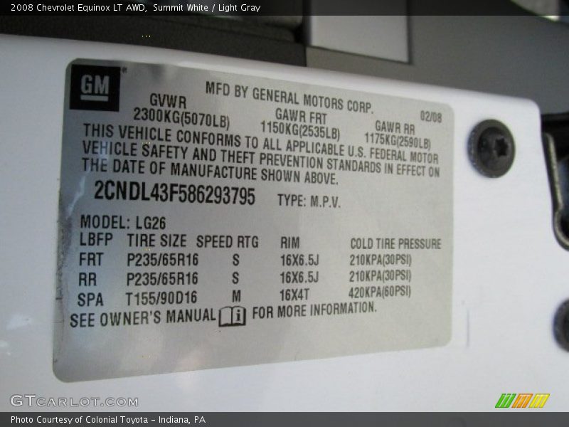 Summit White / Light Gray 2008 Chevrolet Equinox LT AWD