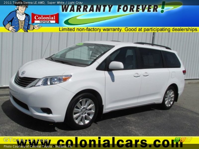 Super White / Light Gray 2011 Toyota Sienna LE AWD