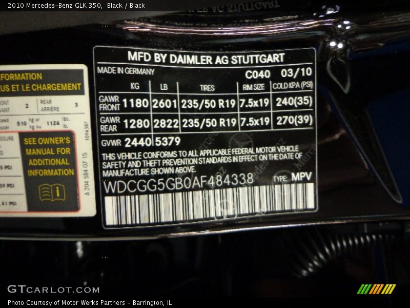 Black / Black 2010 Mercedes-Benz GLK 350