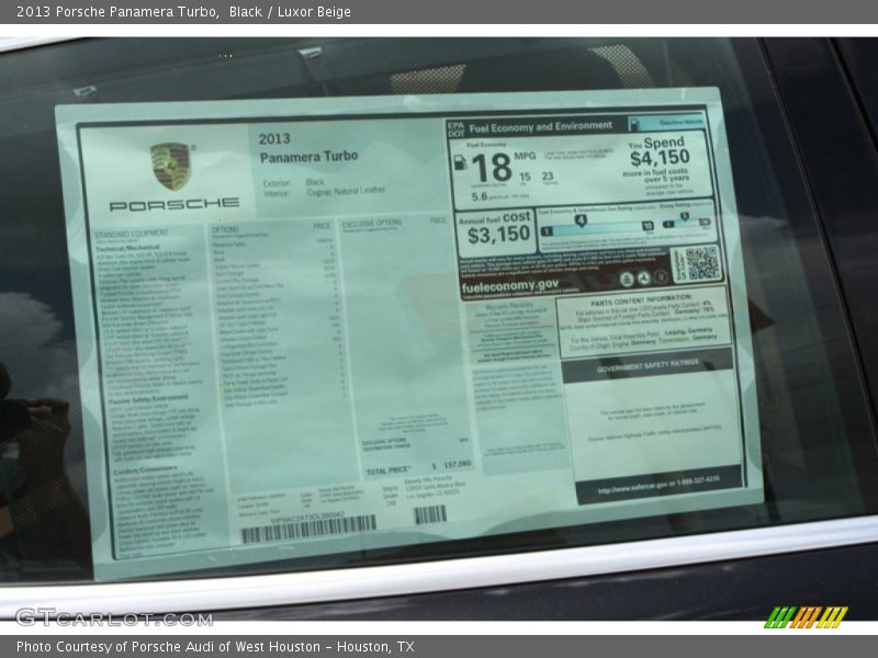  2013 Panamera Turbo Window Sticker