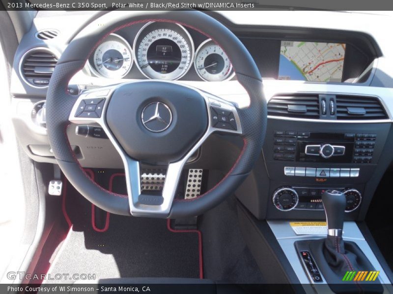 Polar White / Black/Red Stitch w/DINAMICA Inserts 2013 Mercedes-Benz C 350 Sport