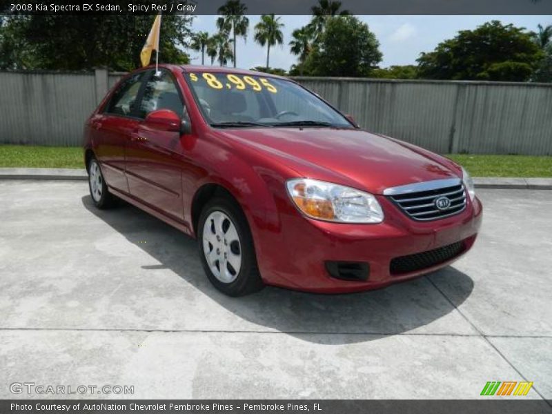 Spicy Red / Gray 2008 Kia Spectra EX Sedan