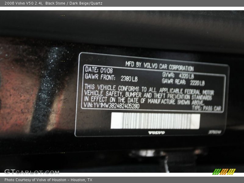 Black Stone / Dark Beige/Quartz 2008 Volvo V50 2.4i