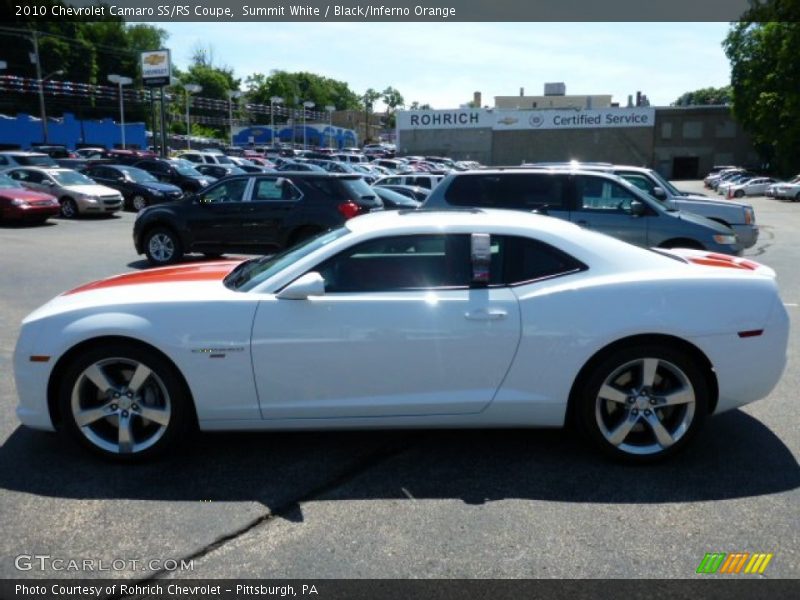 Summit White / Black/Inferno Orange 2010 Chevrolet Camaro SS/RS Coupe