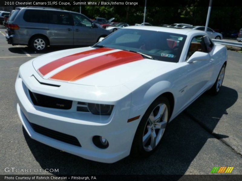 Summit White / Black/Inferno Orange 2010 Chevrolet Camaro SS/RS Coupe
