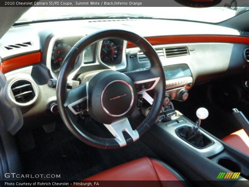 Summit White / Black/Inferno Orange 2010 Chevrolet Camaro SS/RS Coupe