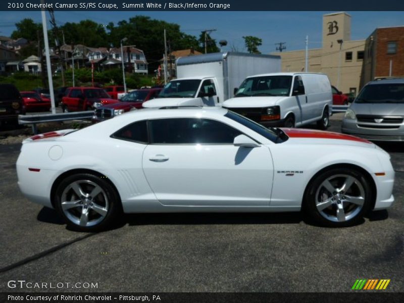 Summit White / Black/Inferno Orange 2010 Chevrolet Camaro SS/RS Coupe