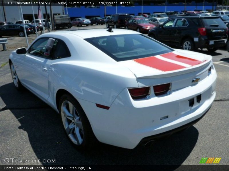 Summit White / Black/Inferno Orange 2010 Chevrolet Camaro SS/RS Coupe