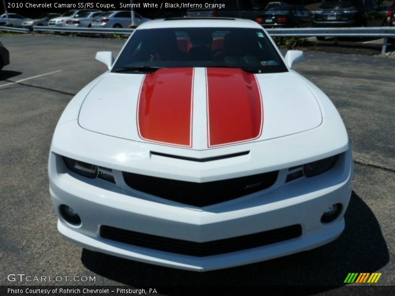 Summit White / Black/Inferno Orange 2010 Chevrolet Camaro SS/RS Coupe