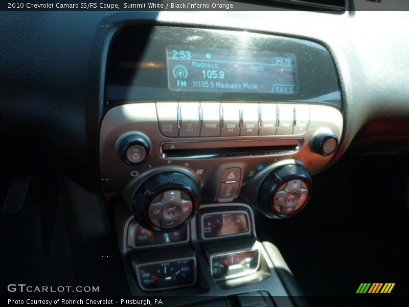 Summit White / Black/Inferno Orange 2010 Chevrolet Camaro SS/RS Coupe