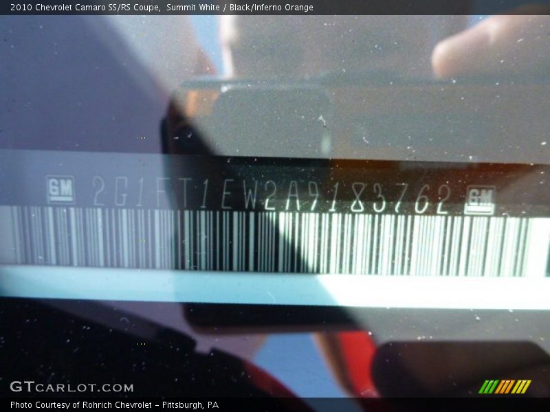 Summit White / Black/Inferno Orange 2010 Chevrolet Camaro SS/RS Coupe