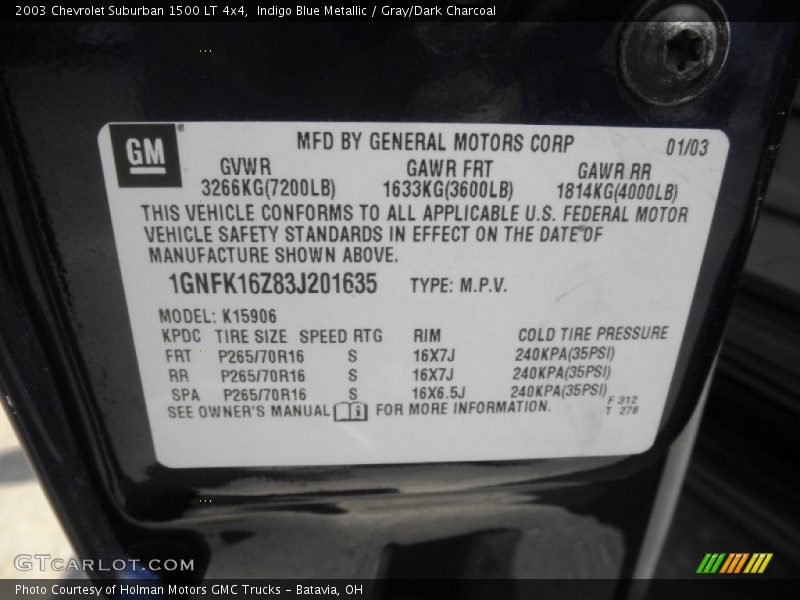 Indigo Blue Metallic / Gray/Dark Charcoal 2003 Chevrolet Suburban 1500 LT 4x4
