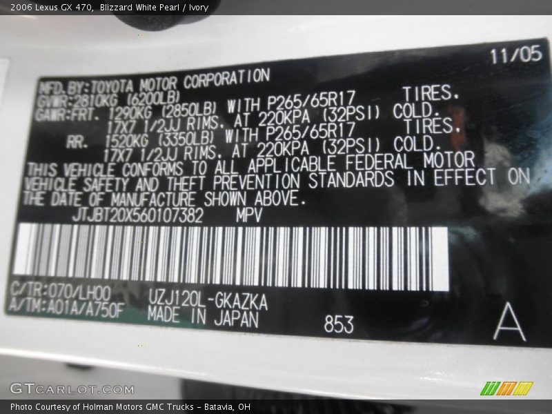 Blizzard White Pearl / Ivory 2006 Lexus GX 470