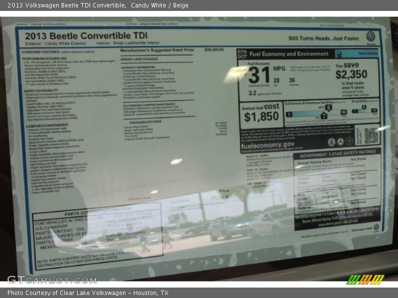 Candy White / Beige 2013 Volkswagen Beetle TDI Convertible