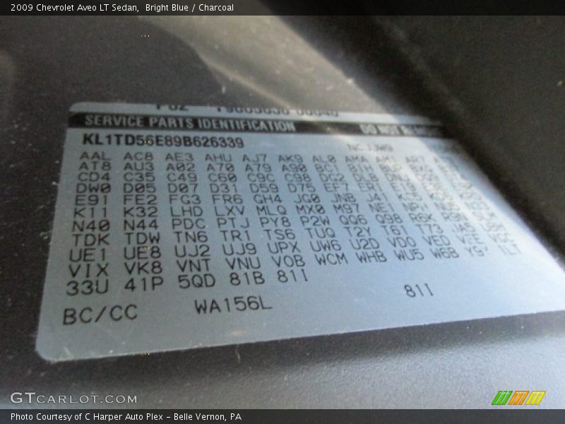 Bright Blue / Charcoal 2009 Chevrolet Aveo LT Sedan