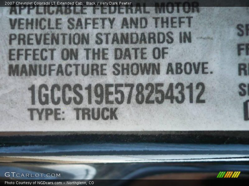 Black / Very Dark Pewter 2007 Chevrolet Colorado LT Extended Cab