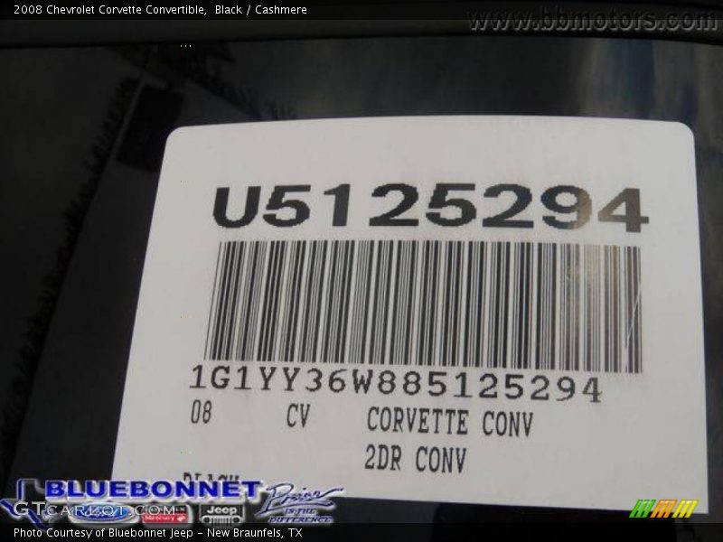 Black / Cashmere 2008 Chevrolet Corvette Convertible