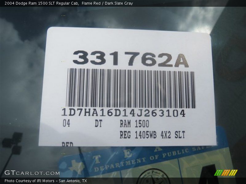 Flame Red / Dark Slate Gray 2004 Dodge Ram 1500 SLT Regular Cab