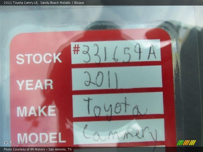 Sandy Beach Metallic / Bisque 2011 Toyota Camry LE