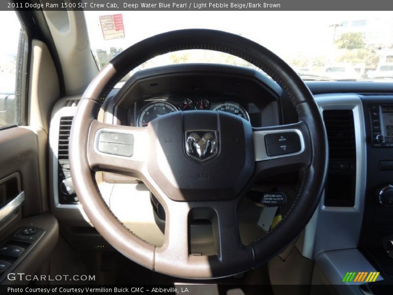 Deep Water Blue Pearl / Light Pebble Beige/Bark Brown 2011 Dodge Ram 1500 SLT Crew Cab
