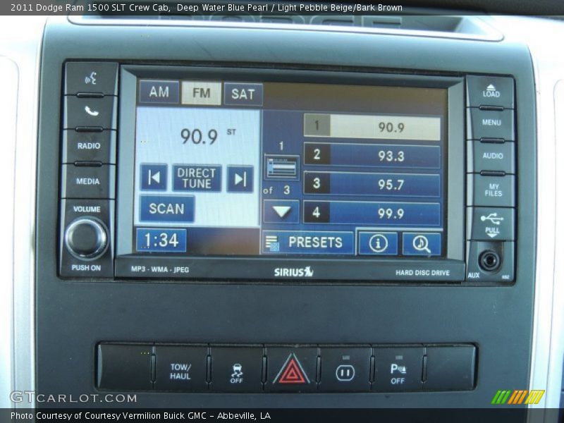 Deep Water Blue Pearl / Light Pebble Beige/Bark Brown 2011 Dodge Ram 1500 SLT Crew Cab