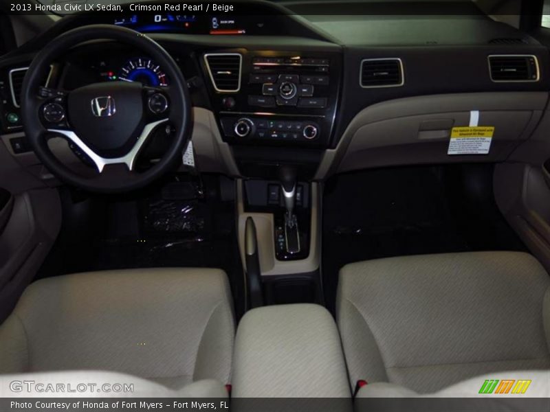 Crimson Red Pearl / Beige 2013 Honda Civic LX Sedan