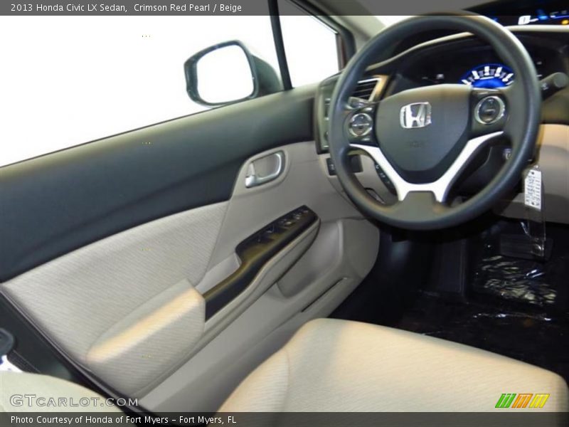 Crimson Red Pearl / Beige 2013 Honda Civic LX Sedan