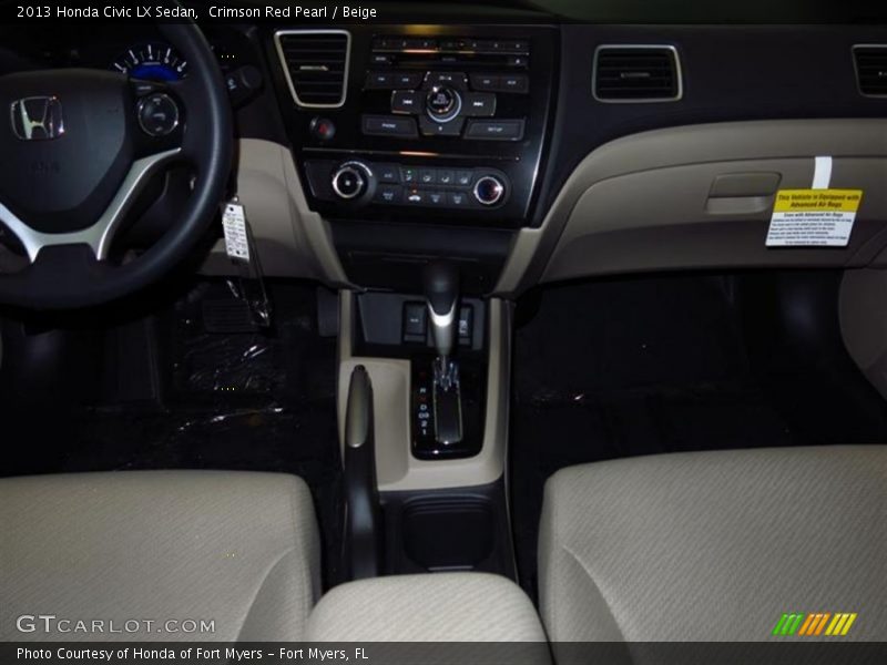 Crimson Red Pearl / Beige 2013 Honda Civic LX Sedan