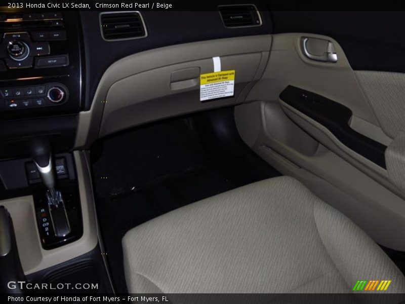 Crimson Red Pearl / Beige 2013 Honda Civic LX Sedan
