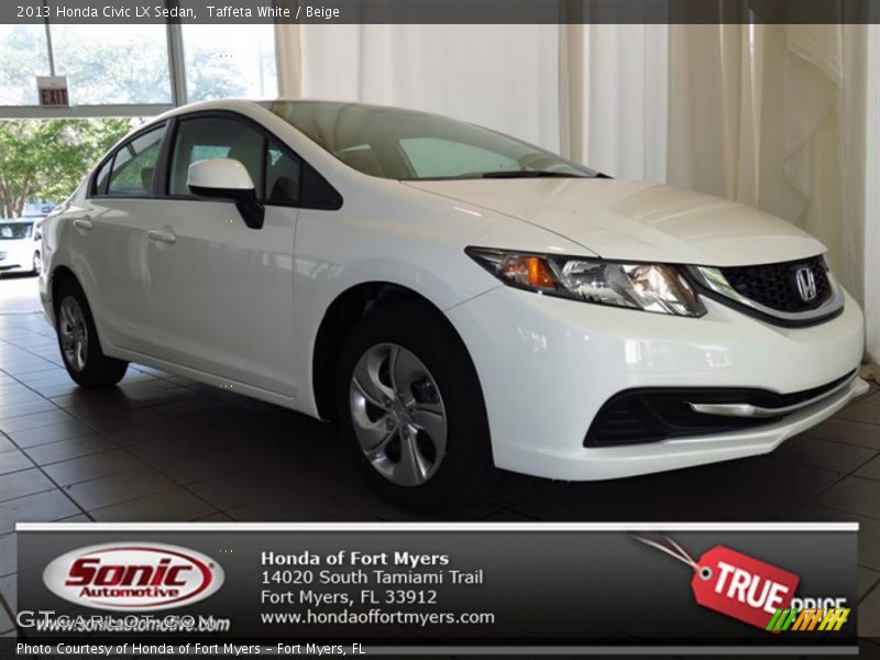 Taffeta White / Beige 2013 Honda Civic LX Sedan