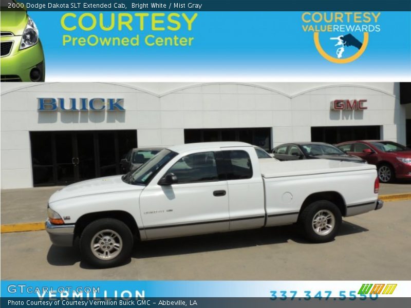 Bright White / Mist Gray 2000 Dodge Dakota SLT Extended Cab