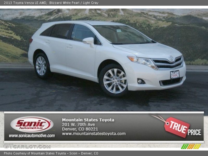 Blizzard White Pearl / Light Gray 2013 Toyota Venza LE AWD