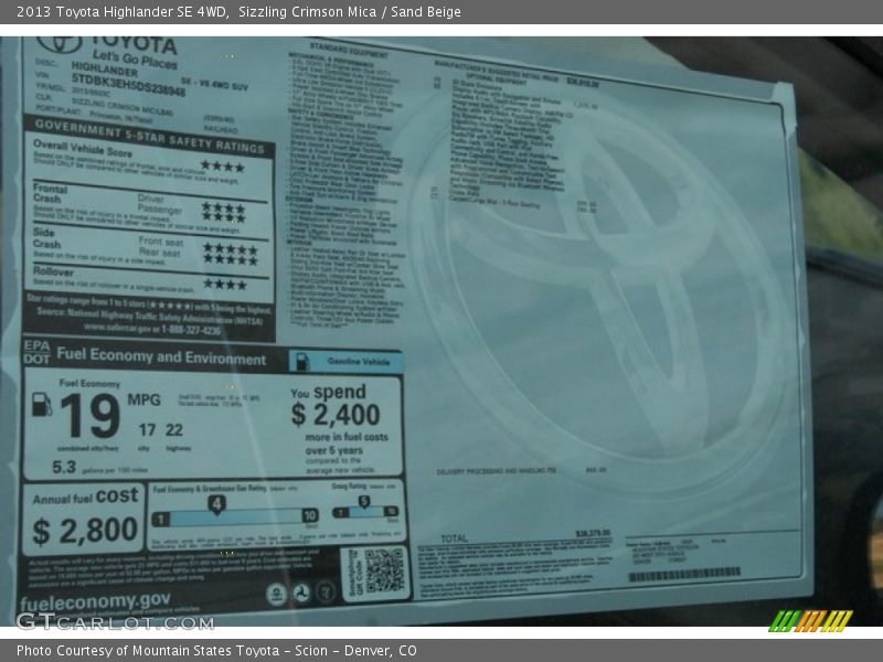 Sizzling Crimson Mica / Sand Beige 2013 Toyota Highlander SE 4WD