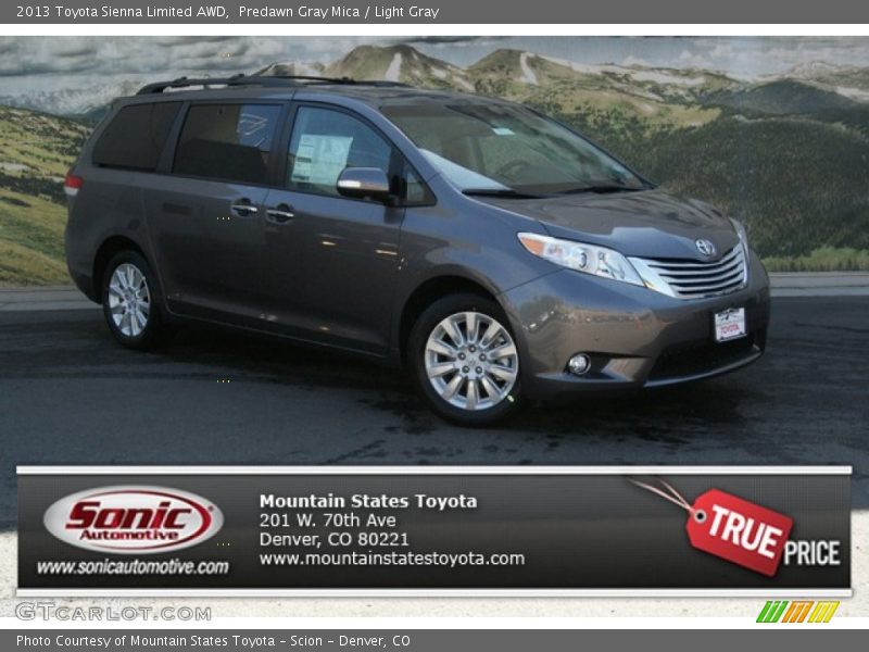 Predawn Gray Mica / Light Gray 2013 Toyota Sienna Limited AWD